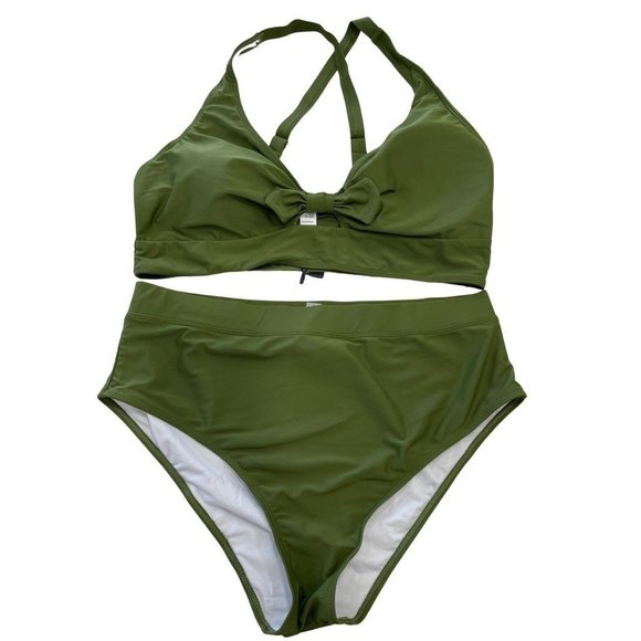 Daci Olive Swim Two-Piece with High Waist - Picture 1 of 2